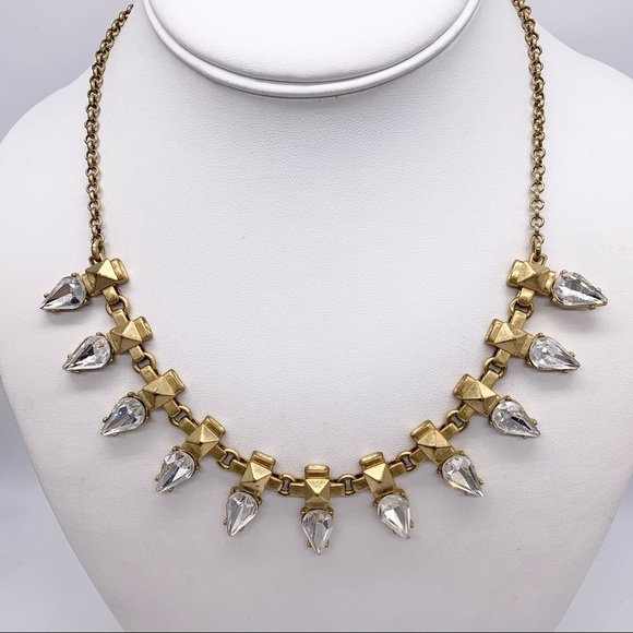 J. Crew Teardrop Jeweled Gold Necklace - Picture 1 of 3